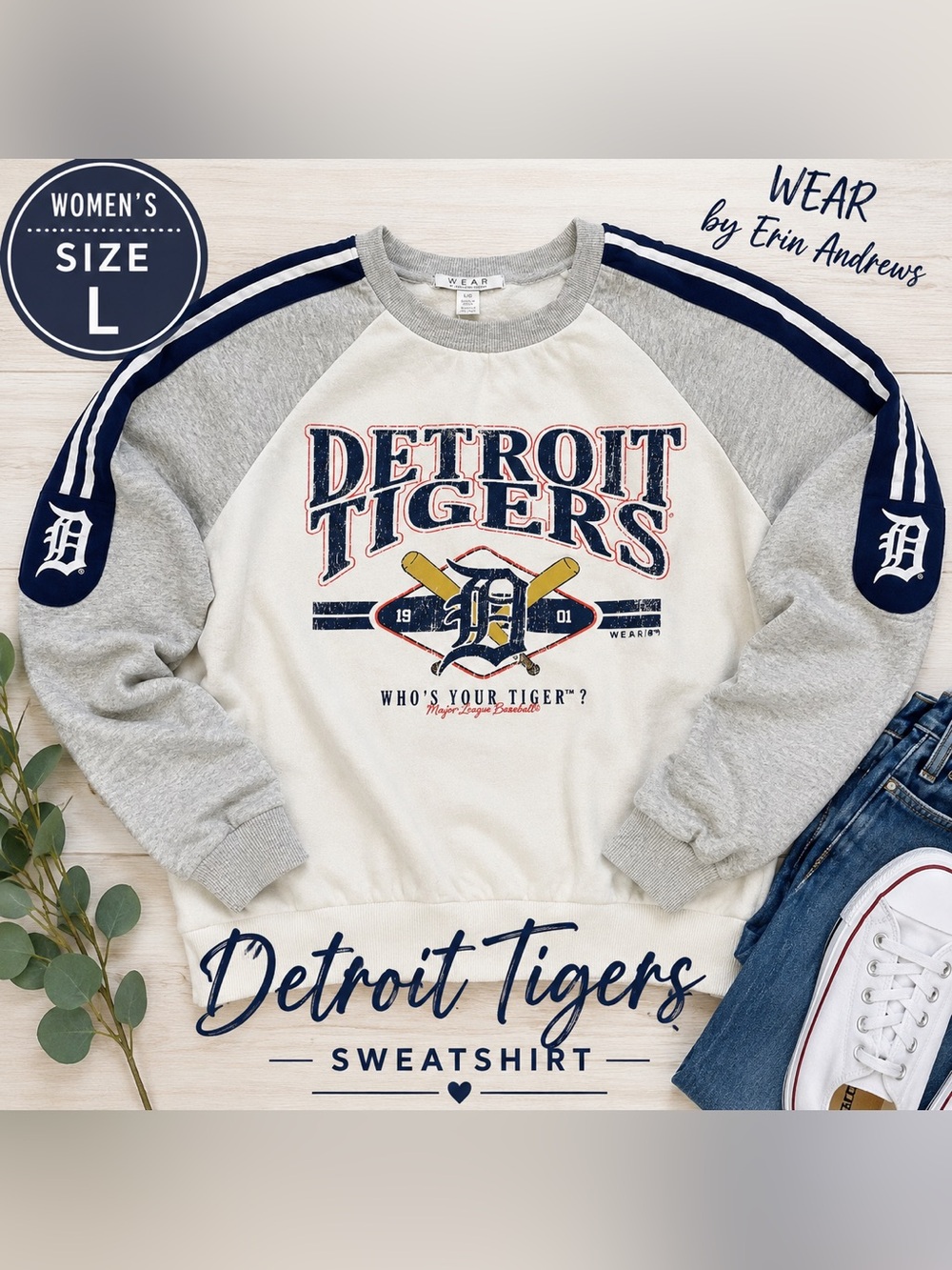 WEAR by Erin Andrews Detroit Tigers MLB Sweatshirt Women’s Large